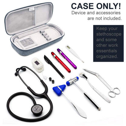 Protective Stethoscope Carrying Case with ID Slot, Compatible with Leading Stethoscope Brands, Large Size, Includes Mesh Pocket for Nurse Accessories 
