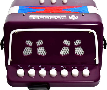 10-Key Button Kids Accordion Instrument: Small Educational Musical Toy for Boys & Girls - Ideal Christmas Gift (PURPLE)