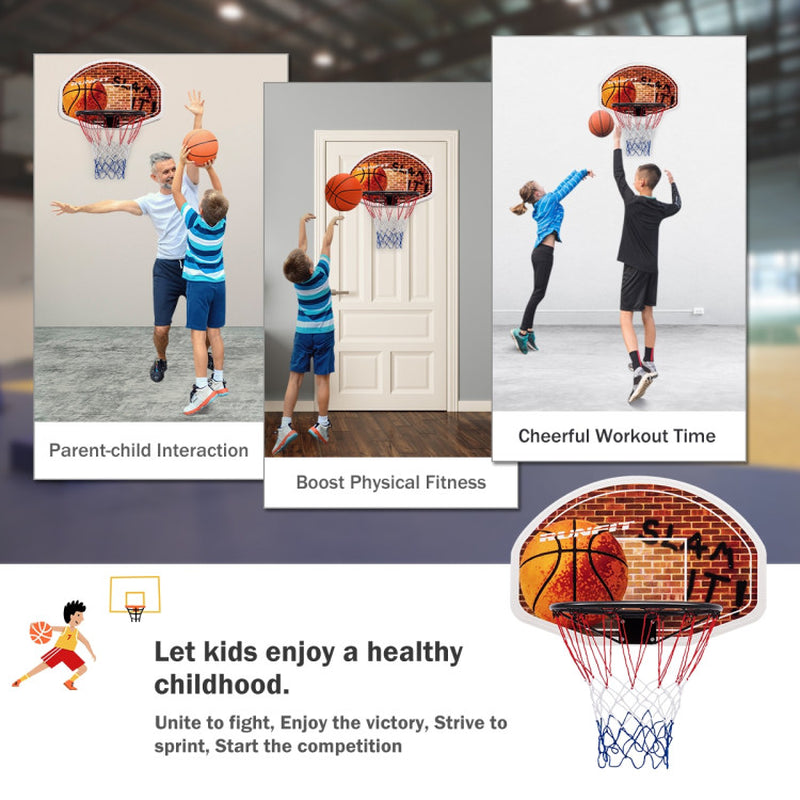 Premium Wall-Mounted Basketball Backboard Set with Hoop and Dual Nets