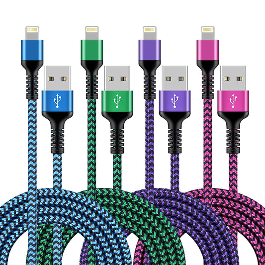 4 Pack - Apple Original 6Ft Braided Charging Cable - Fast Charge USB Cord for iPhone 14 13 12 11 Pro Max Mini SE X 8 7 6S Plus, iPad