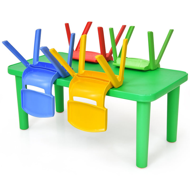 Children's Vibrant Plastic Table and 4 Chairs Set