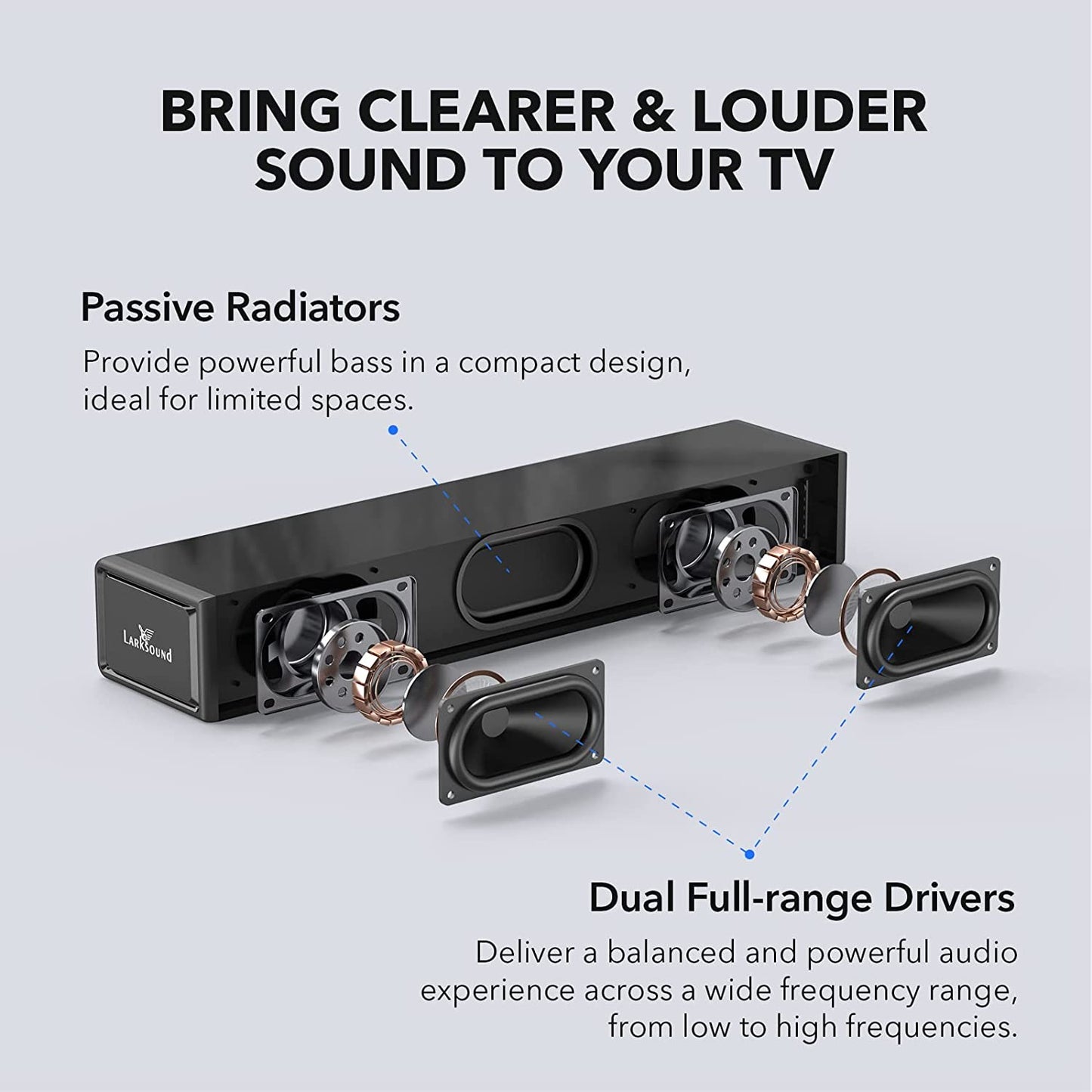 Compact Soundbar with Bluetooth, HDMI Arc, Optical, AUX, and USB Connections - Ideal for TV, PC, Gaming, and Surround Sound System