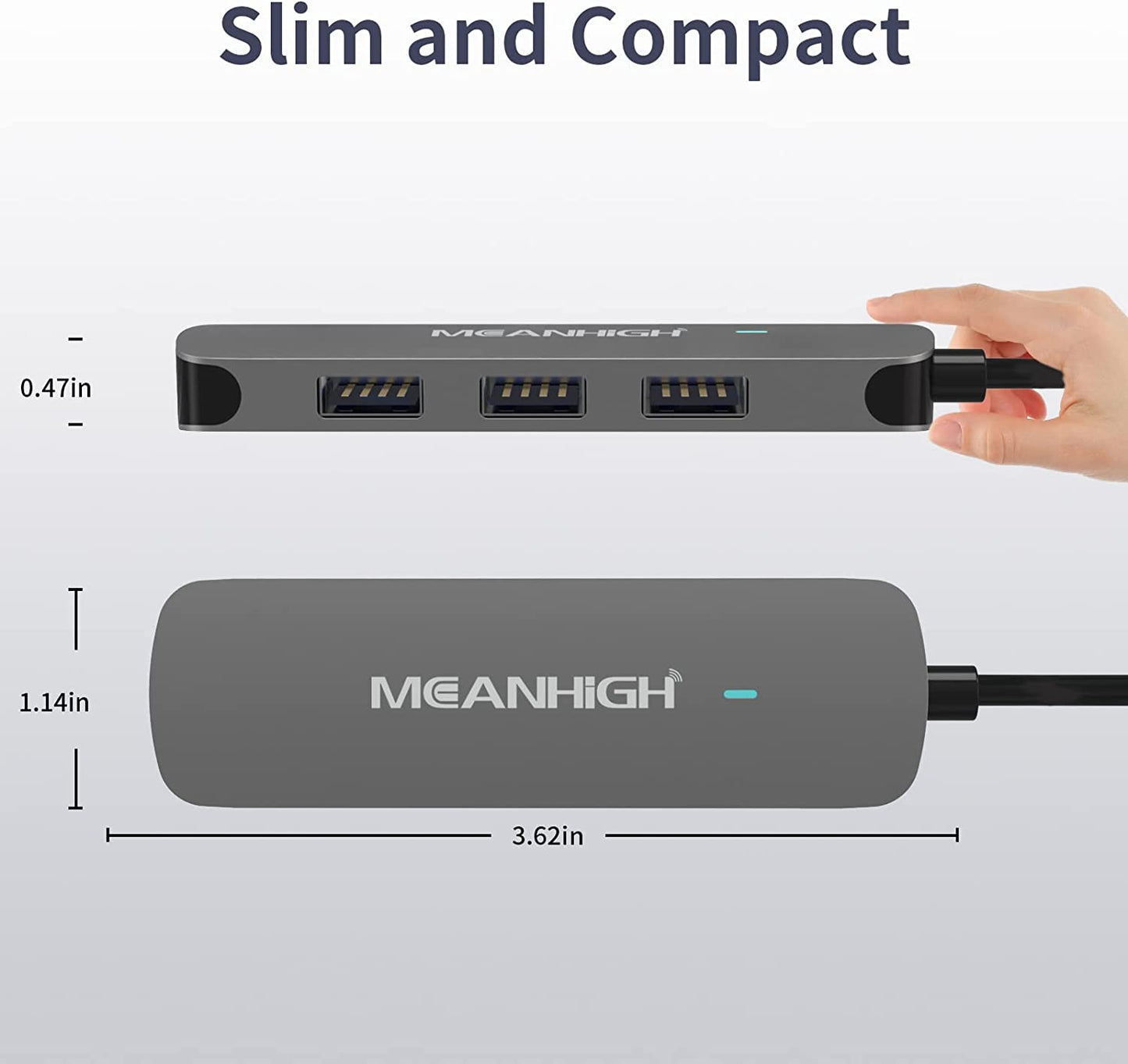 High-Speed 4-Port USB 3.0 Hub for Laptop and Computer - USB 2.0 Multi-Port Expander and Splitter for Macbook Pro, Mac, Air, PC, Flash Drive, and HDD