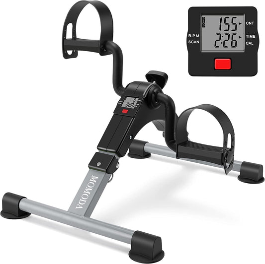 Foldable Under Desk Bike Pedal Exerciser with LCD Display for Leg and Arm Workout - Ideal for Home and Office Use