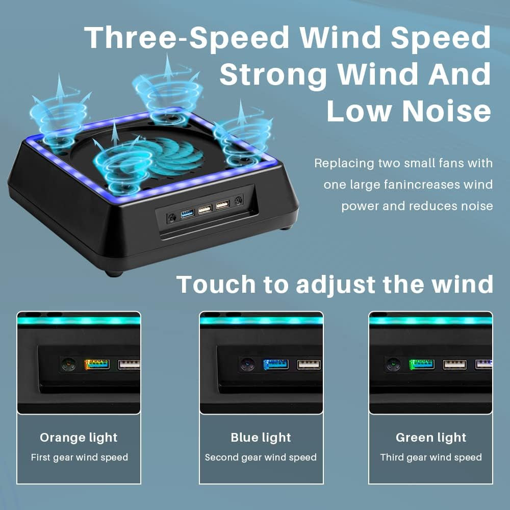Xbox Series X Cooling Fan: Adjustable Speed System, Low Noise, Extra USB Ports, RGB LED Light