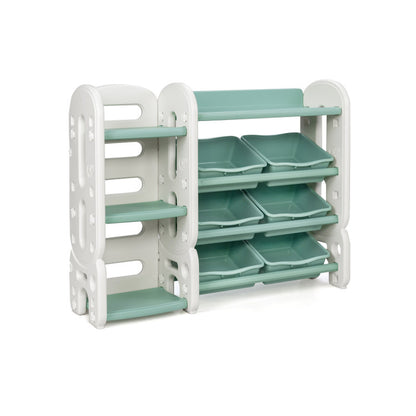 Children's Toy Storage Organizer with Bins and Multi-Level Shelf for Bedroom or Playroom