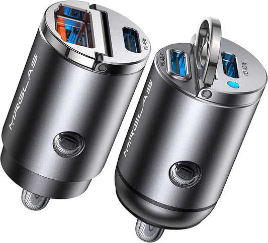 2-Pack - Dual PD 90W USB C Car Charger, Fast Charging Adapter with Pd+Qc Technology, Compact Metal Design, Compatible with iPhone 14 13 Pro Max, iPad, Samsung