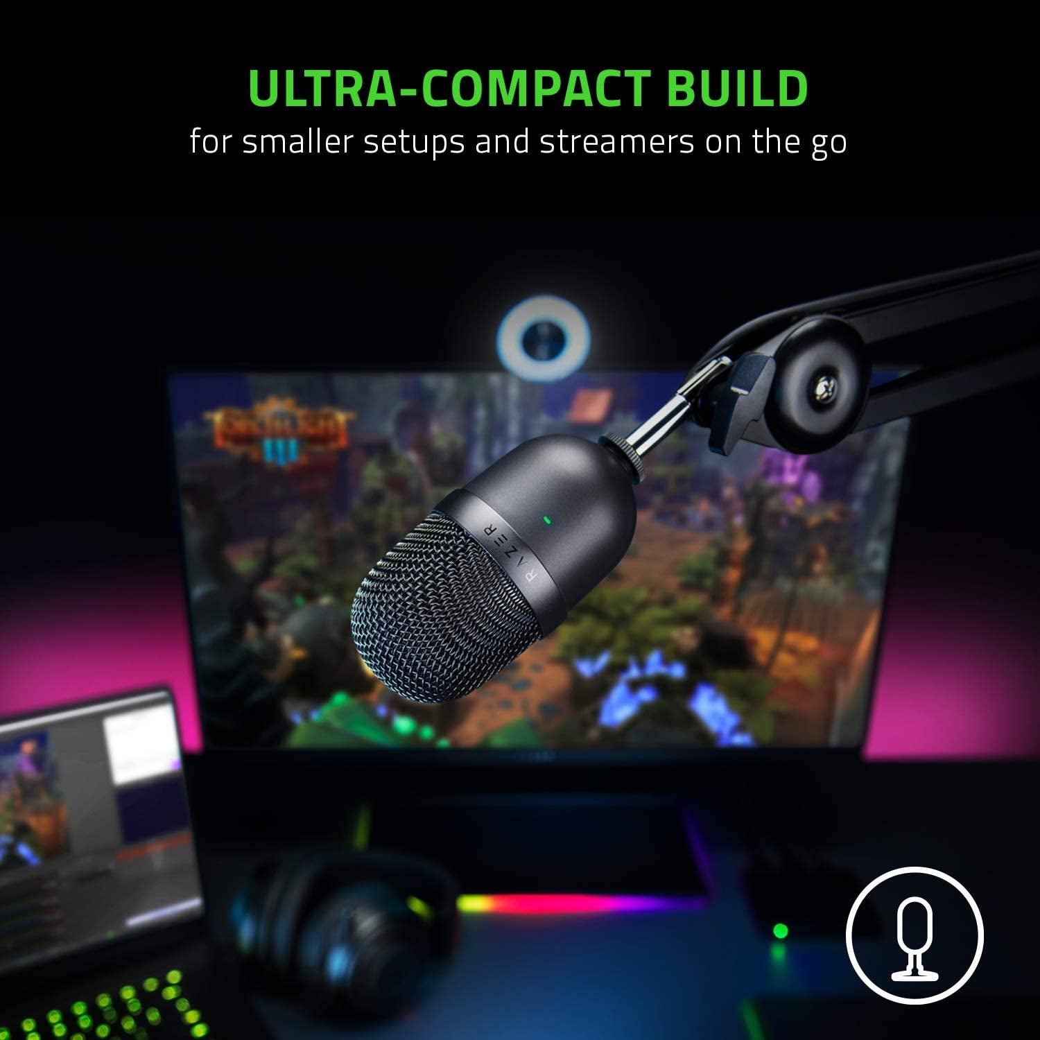 Mini USB Condenser Microphone: Professional Grade Streaming and Gaming on PC - Superior Recording Quality - Accurate Supercardioid Pickup Pattern - Adjustable Stand - Shock Resistant - Timeless Black