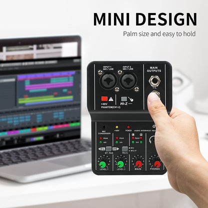 Professional USB Audio Interface with 48V Phantom Power, 3.5mm Microphone Jack, and Ultra-Low Latency. Perfect for Recording, Podcasting, and Streaming. Plug&Play XLR Audio Interface with Noise-Free Performance