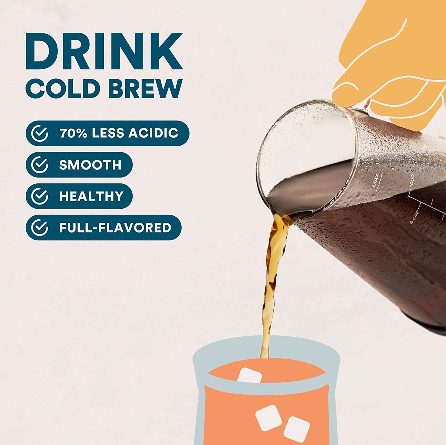Premium 1.5L/ 51Oz Airtight Cold Brew Coffee and Tea Maker with Spout - Brewing Glass Carafe featuring Removable Stainless Steel Filter