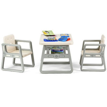 Children's Table and Two Chairs Set with Storage Shelf