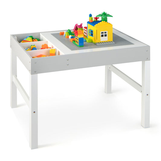 Multi-functional Wooden Kids Table with Storage and Reversible Tabletop