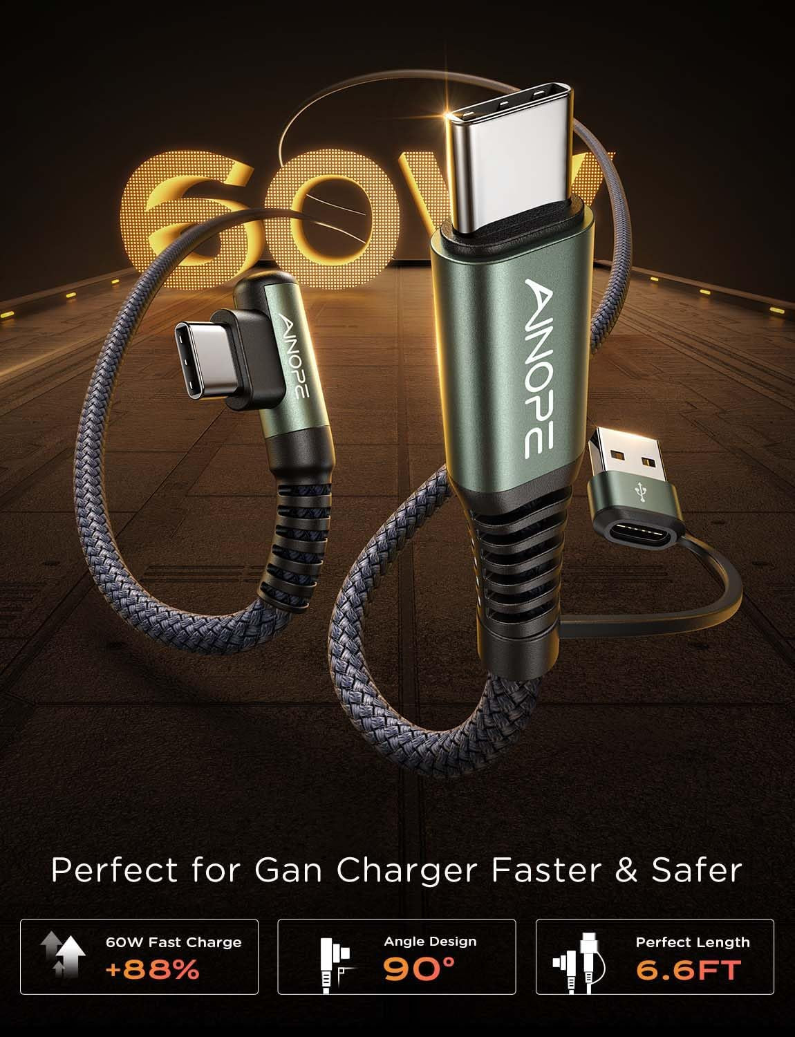High-Speed USB C to USB C Cable - 6.6Ft-2Pack, 60W Fast Charging Type C Charger Cord for iPad and All USB C Port Devices