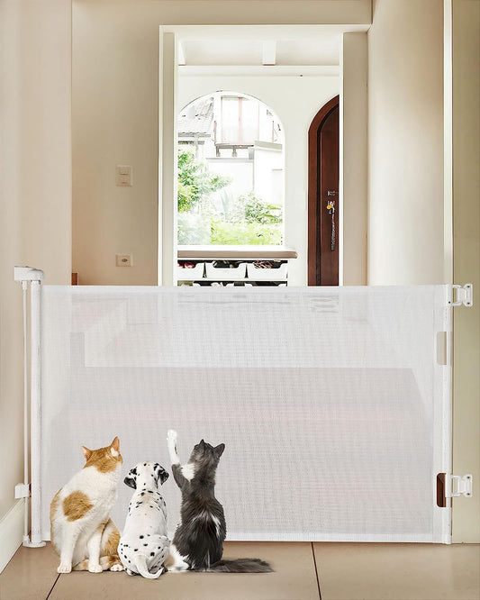  Retractable Safety Gate for Stairs and Doorways - 33" Tall, Expands up to 55" Wide - Ideal for Pets and Children - Indoor/Outdoor Use - White