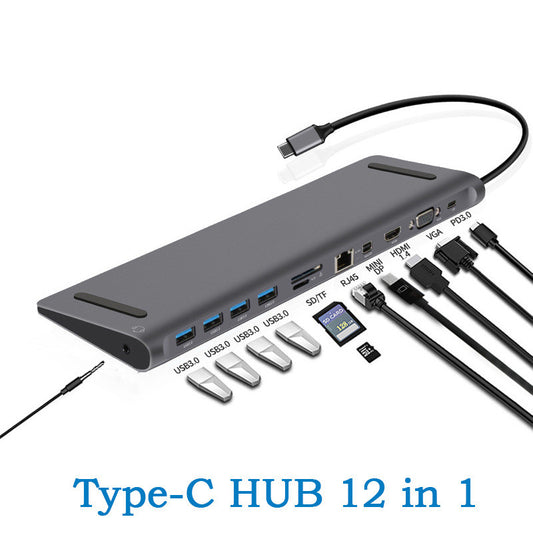 12-in-1 USB-C HD Extended Hub Dock with Type-C Connectivity