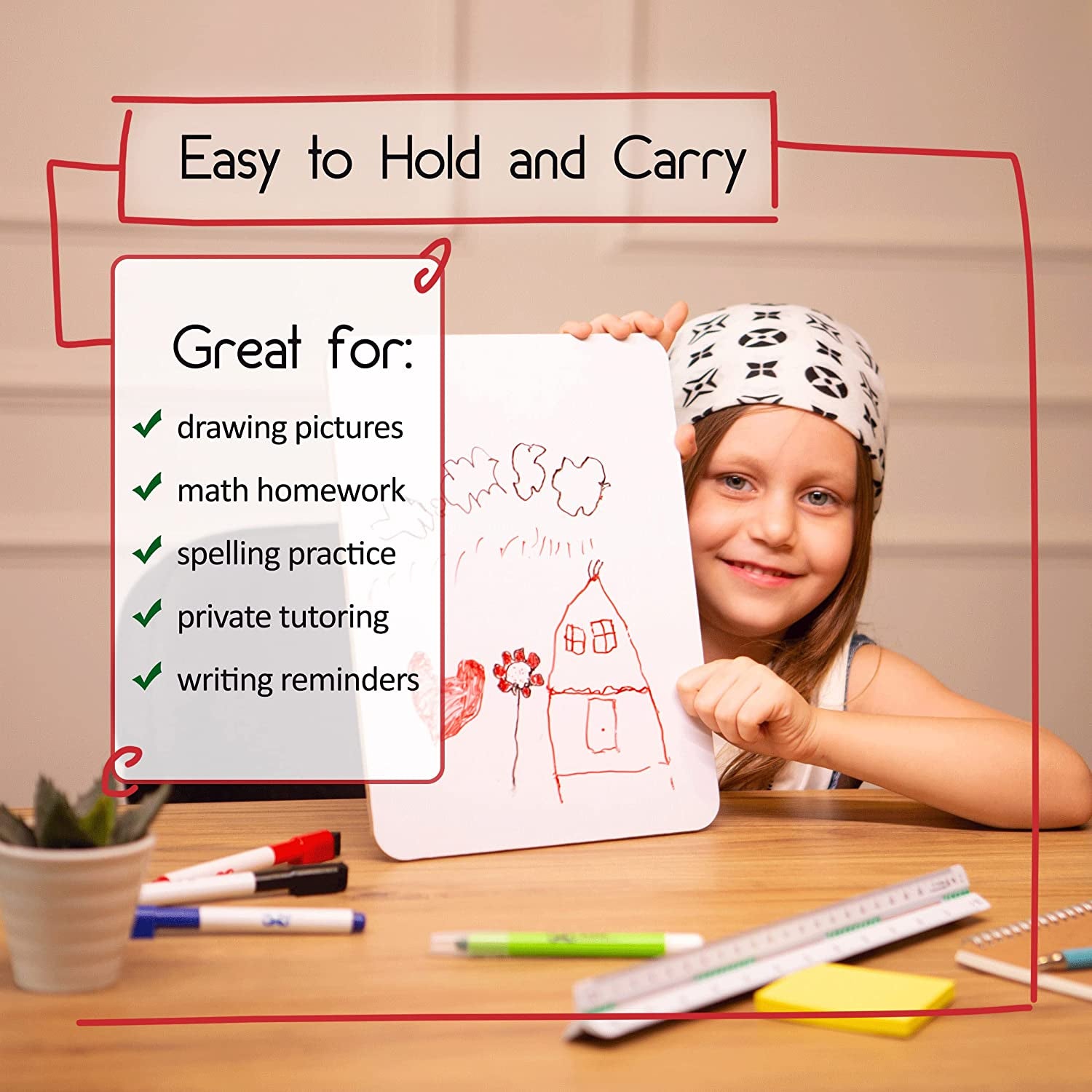 - Dry Erase Lapboard, 11.75" X 8.9", Double Sided with 3 Dry Erase Markers, Mini Dry Erase Board for Kids, Small White Boards for Students