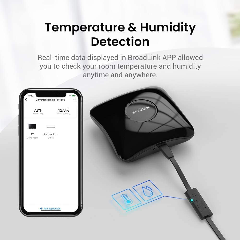 Smart IR/RF Remote Control Hub with Sensor Cable - Wi-Fi IR/RF Blaster for Smart Home Automation, TV, Curtains, Shades, Compatible with Alexa, Google Assistant, and IFTTT (RM4 Pro S)