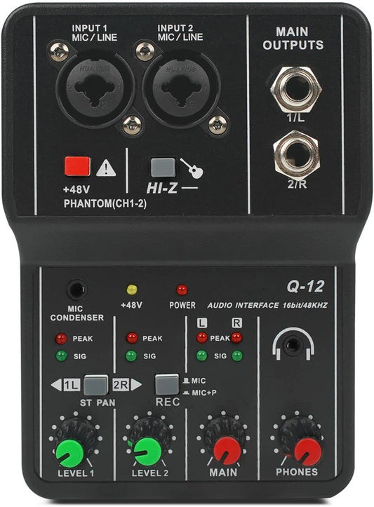 Professional USB Audio Interface with 48V Phantom Power, 3.5mm Microphone Jack, and Ultra-Low Latency. Perfect for Recording, Podcasting, and Streaming. Plug&Play XLR Audio Interface with Noise-Free Performance