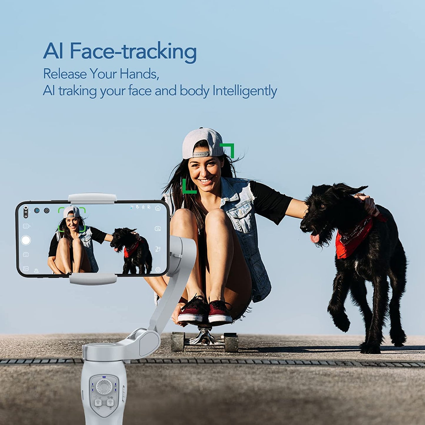 PRC Pro Smartphone Gimbal Stabilizer - 3-Axis Phone Stabilizer for Android & iPhone 14 Pro Max - Enhanced Video Recording with Face/Object Tracking - Vlogging Kit - Portable