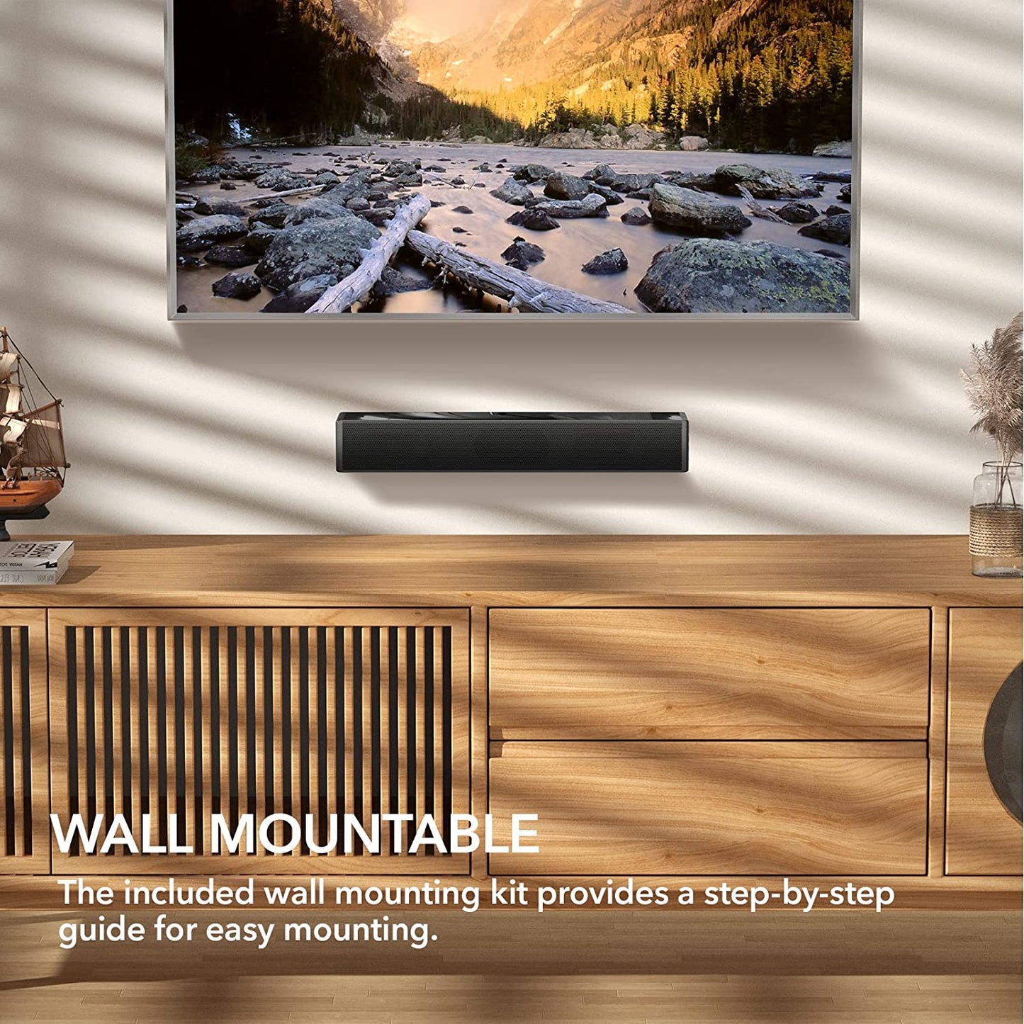 Compact Soundbar with Bluetooth, HDMI Arc, Optical, AUX, and USB Connections - Ideal for TV, PC, Gaming, and Surround Sound System