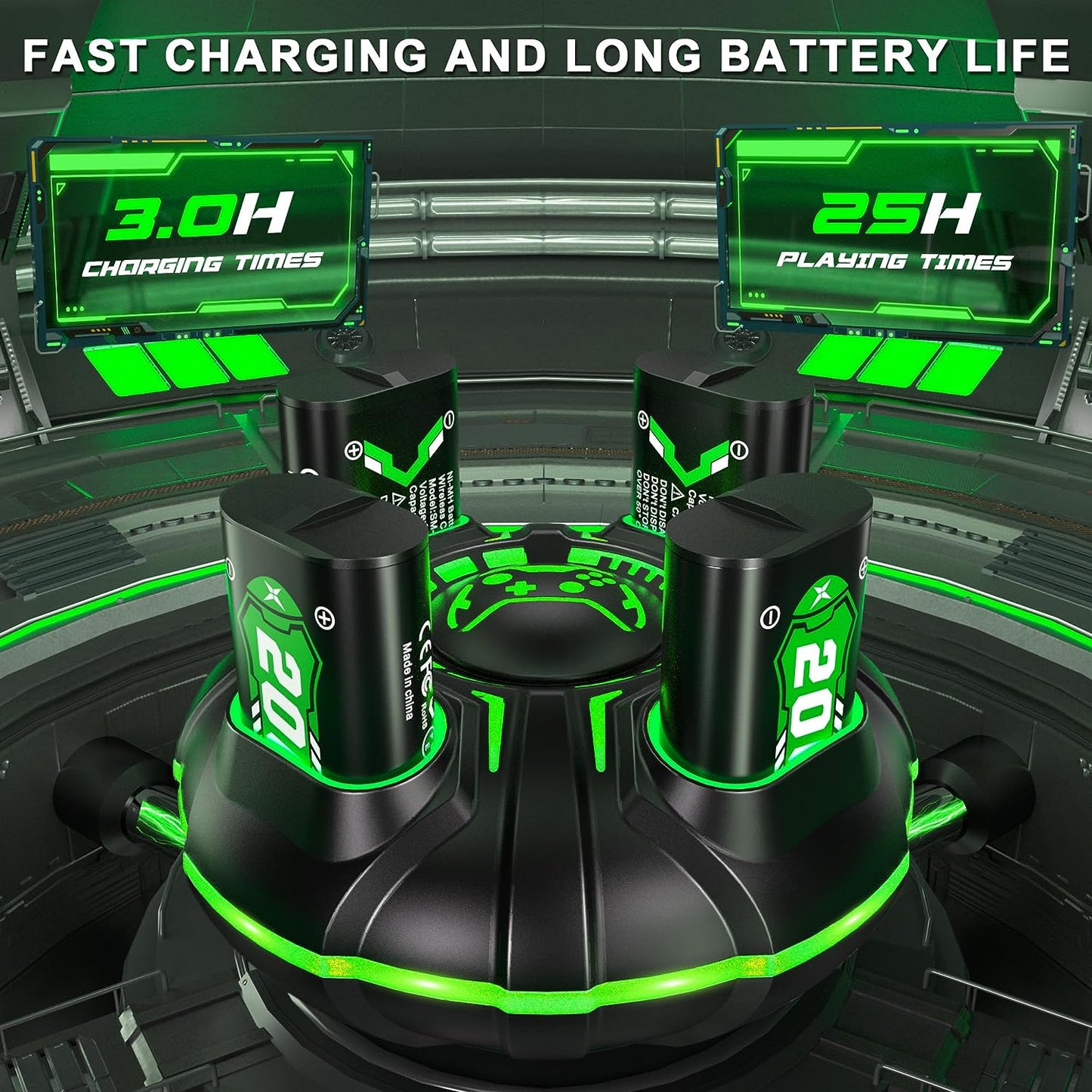 4 x 2000mAh Rechargeable Battery Pack with Charger for Xbox Controller for Xbox One/Xbox Series X|S Xbox One S/Xbox One Elite"