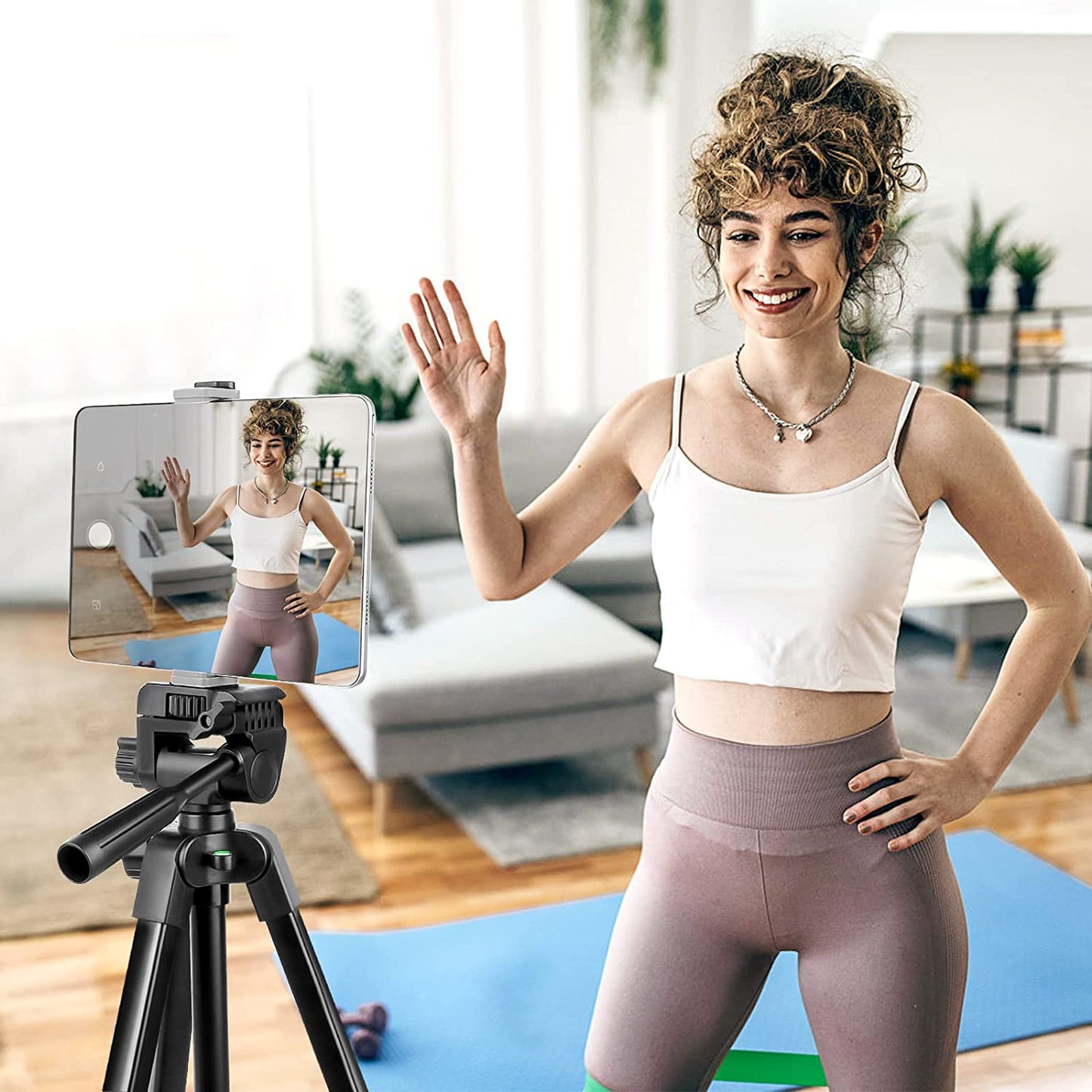 Professional 64" Extendable Phone and Camera Tripod Stand with Wireless Remote, Phone Holder, and Aluminum Construction for Video Recording, Selfies, Live Streaming, and Vlogging