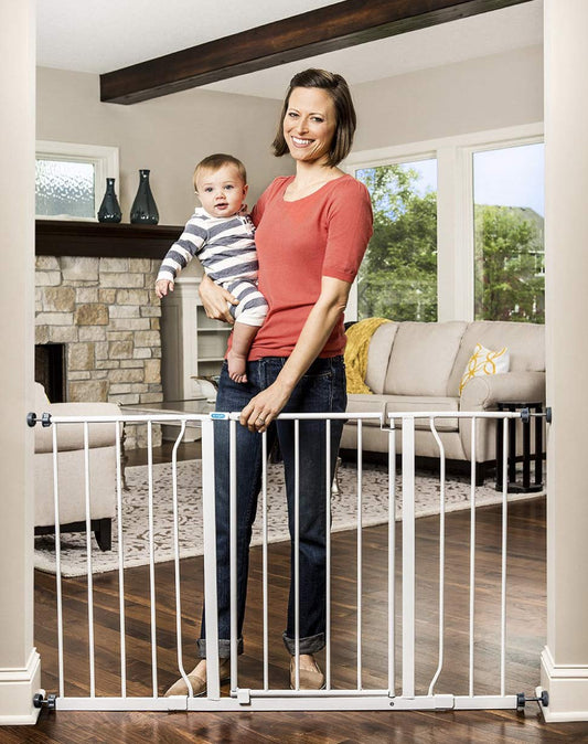 47-Inch Extra Wide Walk-Through Baby Gate with Bonus Kit - Includes Extension Kit, Pressure Mount Kit, Wall Cups, and Mounting Kit - 11 Count (Pack of 1)