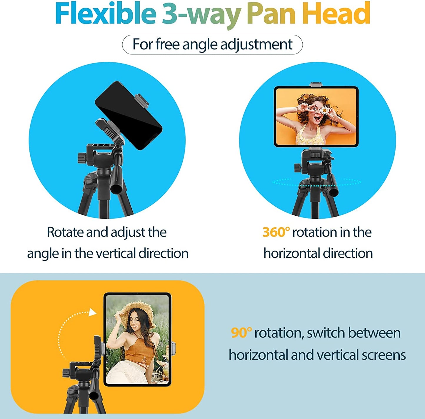 Professional 64" Extendable Phone and Camera Tripod Stand with Wireless Remote, Phone Holder, and Aluminum Construction for Video Recording, Selfies, Live Streaming, and Vlogging