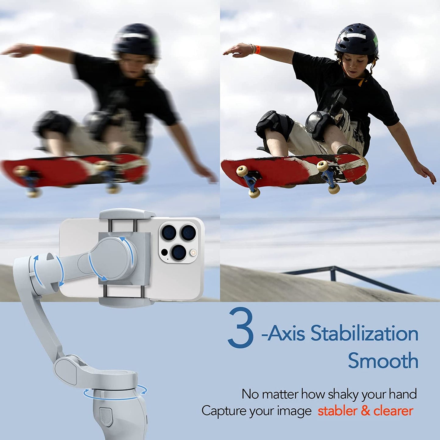 PRC Pro Smartphone Gimbal Stabilizer - 3-Axis Phone Stabilizer for Android & iPhone 14 Pro Max - Enhanced Video Recording with Face/Object Tracking - Vlogging Kit - Portable