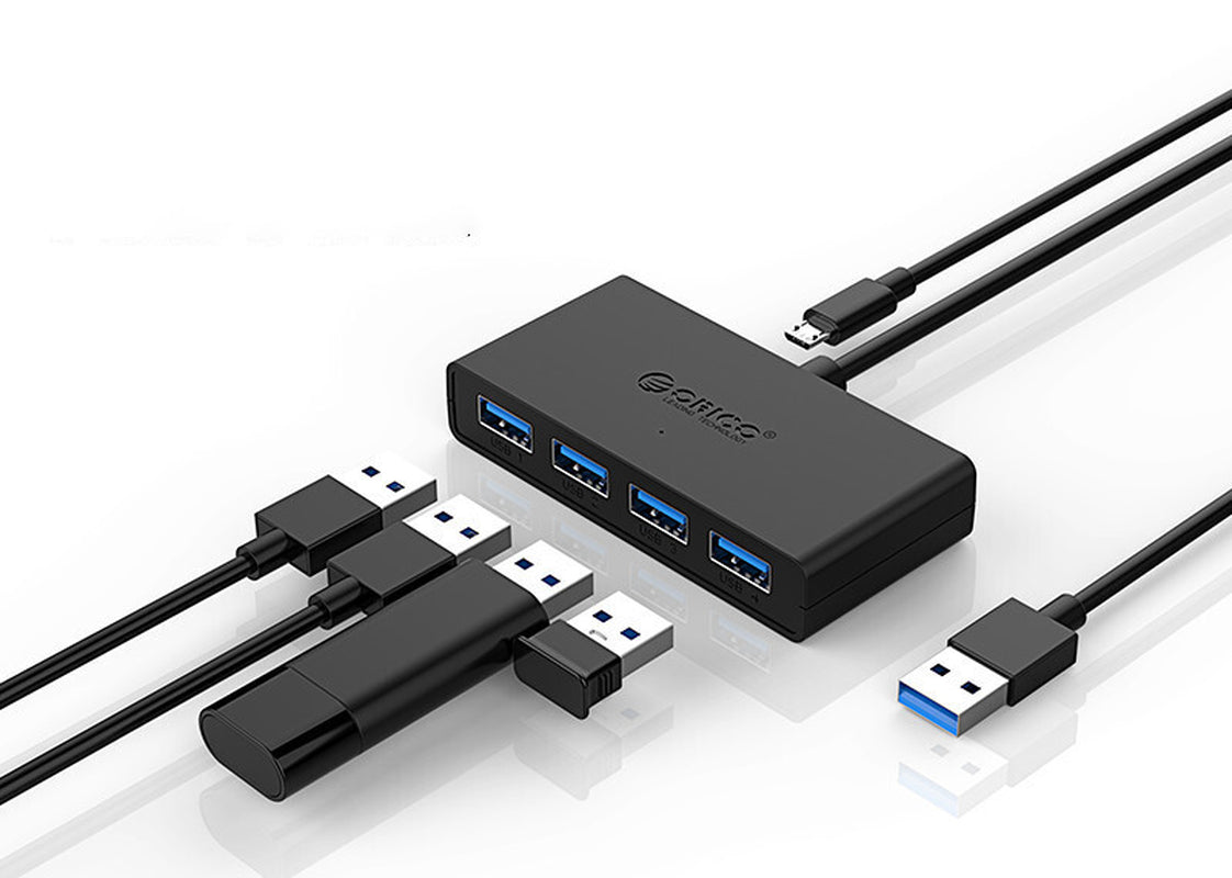 Laptop USB 3.0 Hub with Extension Cable and Auxiliary Power Supply Port
