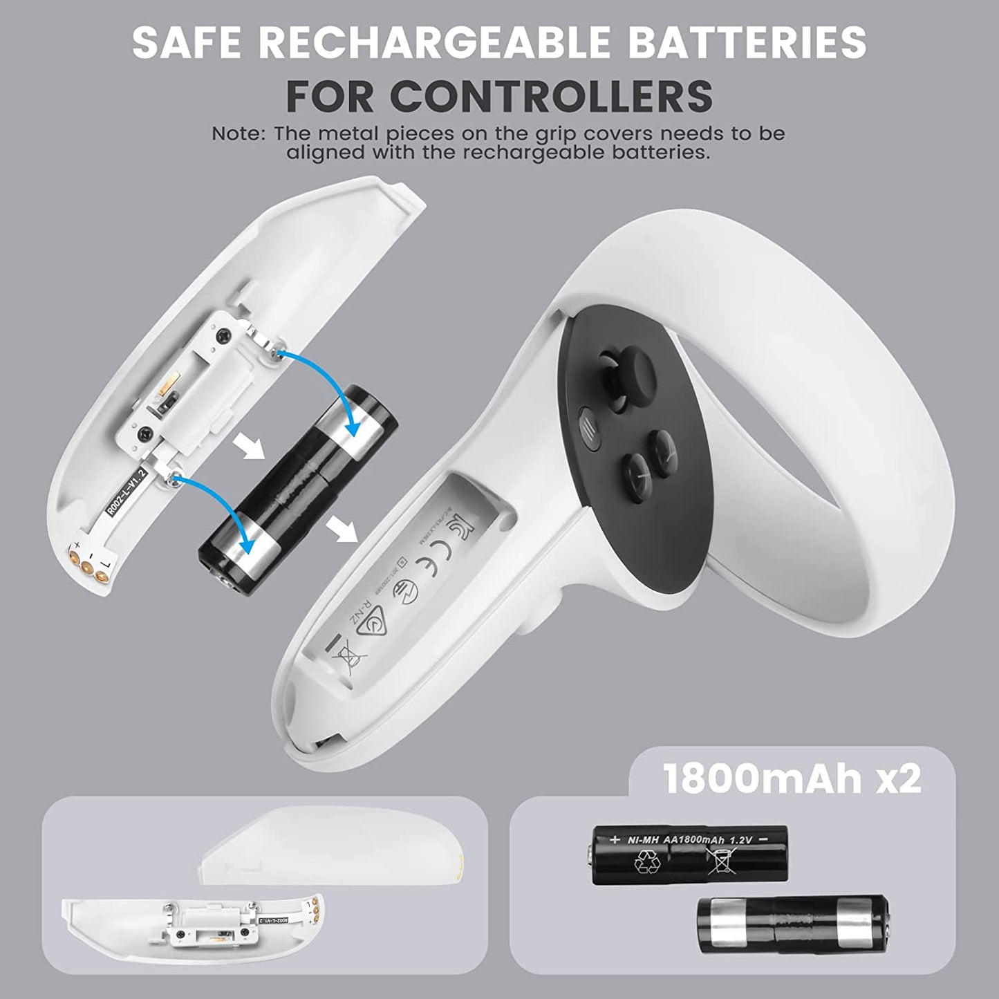 VR Charging Dock for Oculus Quest 2: Charging Station with Rechargeable Batteries, USB-C Charger, and Elite Strap Compatibility