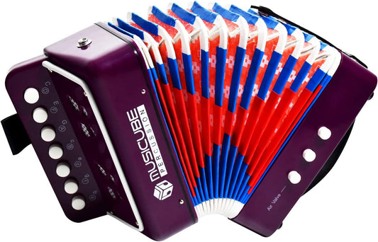 10-Key Button Kids Accordion Instrument: Small Educational Musical Toy for Boys & Girls - Ideal Christmas Gift (PURPLE)