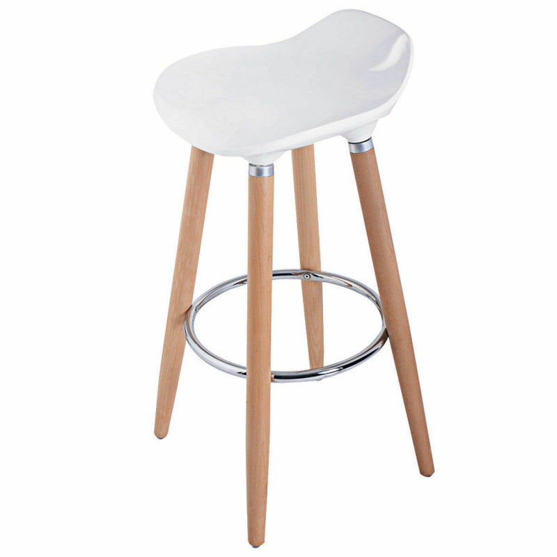 (Set of 2) - ABS Bar Stools with Elegant Wooden Legs