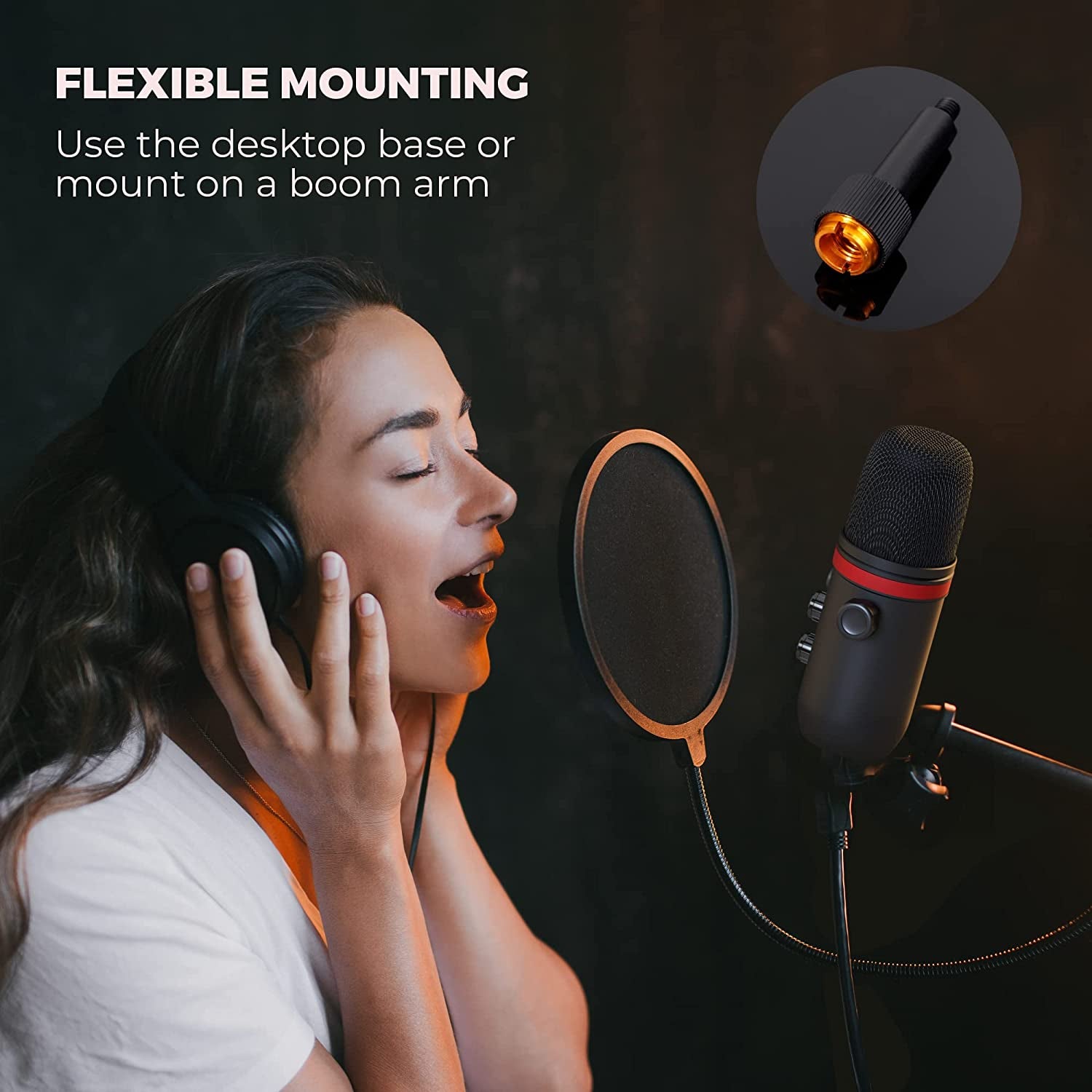 Professional USB Condenser Microphone for Gaming, Streaming, and Studio Recording - Compatible with Pc, Laptop, Phone, Ps4/5 - USB Type C Plug and Play – Headphone Output, Volume Control, LED Mute Button
