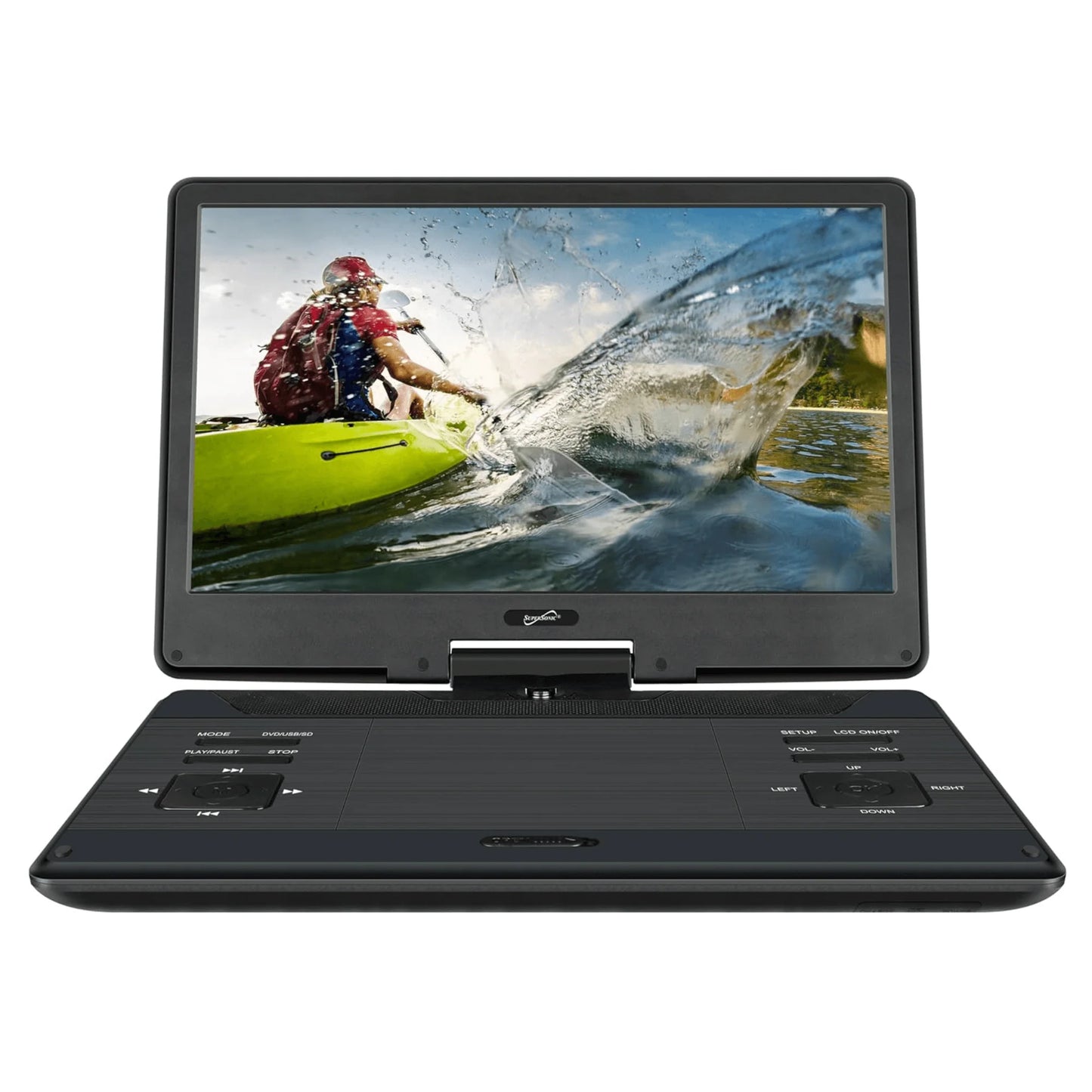 Supersonic 14-Inch Portable LED DVD Player with Built-In Hybrid TV Tuners ACDC Compatible
