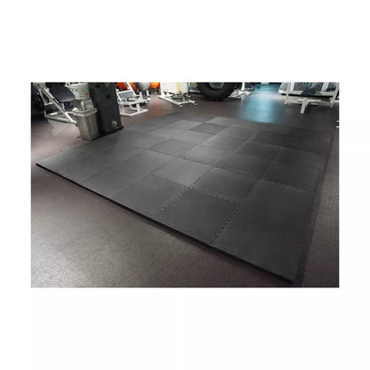 X-Thick 1.5-Inch Interlocking Gym Flooring Tiles - 16 Piece Set, Black
