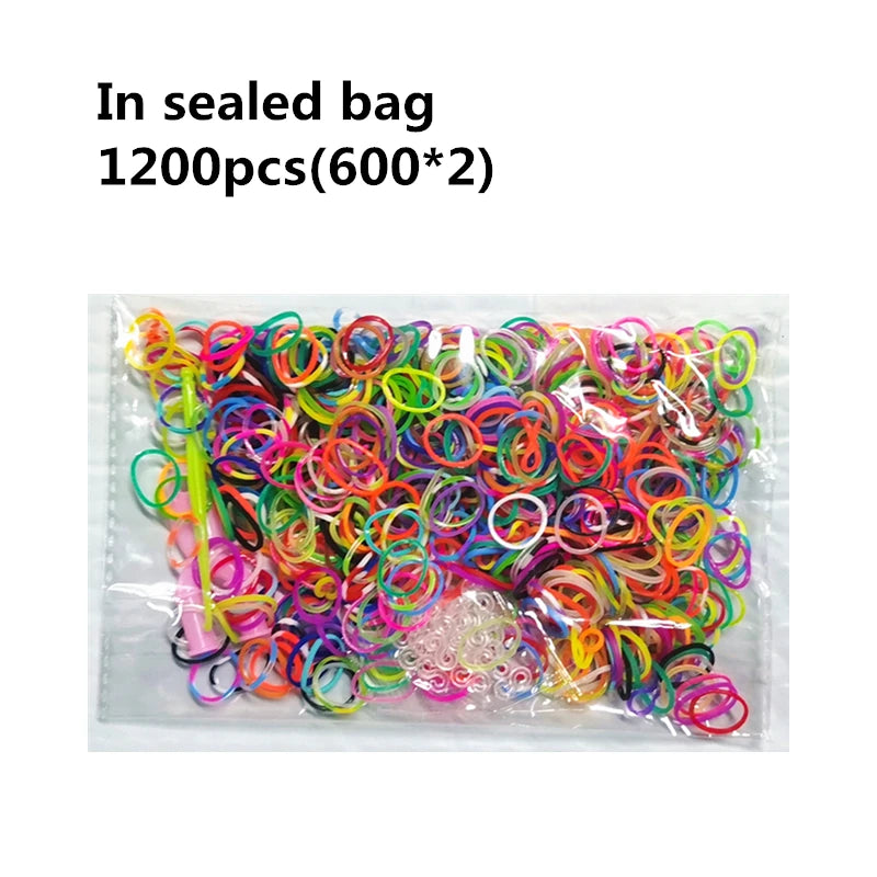 Creative Colorful Loom Bands Set Rainbow Bracelet Making Kit DIY Rubber Band Woven Bracelets Craft Toys for Girls Birthday Gifts