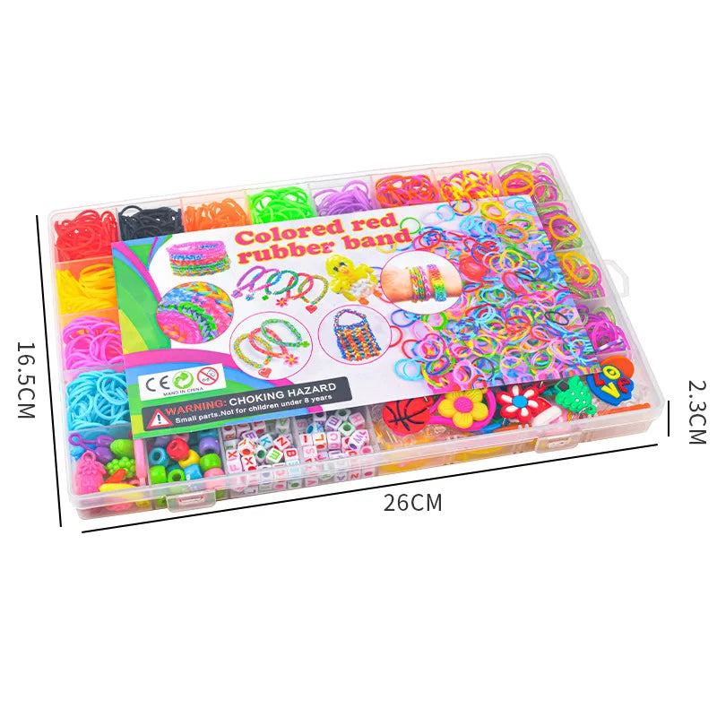 Creative Colorful Loom Bands Set Rainbow Bracelet Making Kit DIY Rubber Band Woven Bracelets Craft Toys for Girls Birthday Gifts