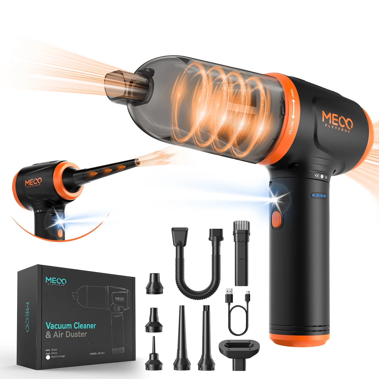 MEVC1 4 in 1 Air Duster & Vacuum Max 16KPA &110000RPM Strong Suction Power