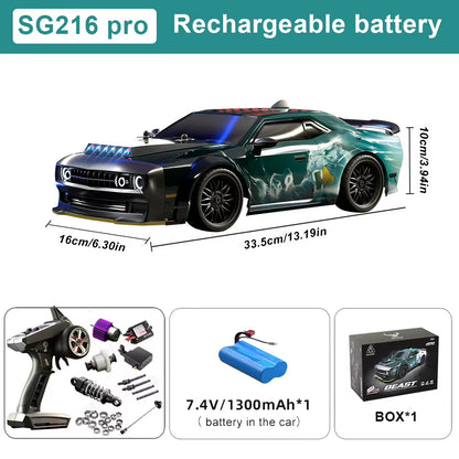ZNLYRION SG216PRO 1:16 Scale 4WD Brushless RC Drift Car - 70KM/H Remote Control Racing Vehicle with LED Lights for Adults