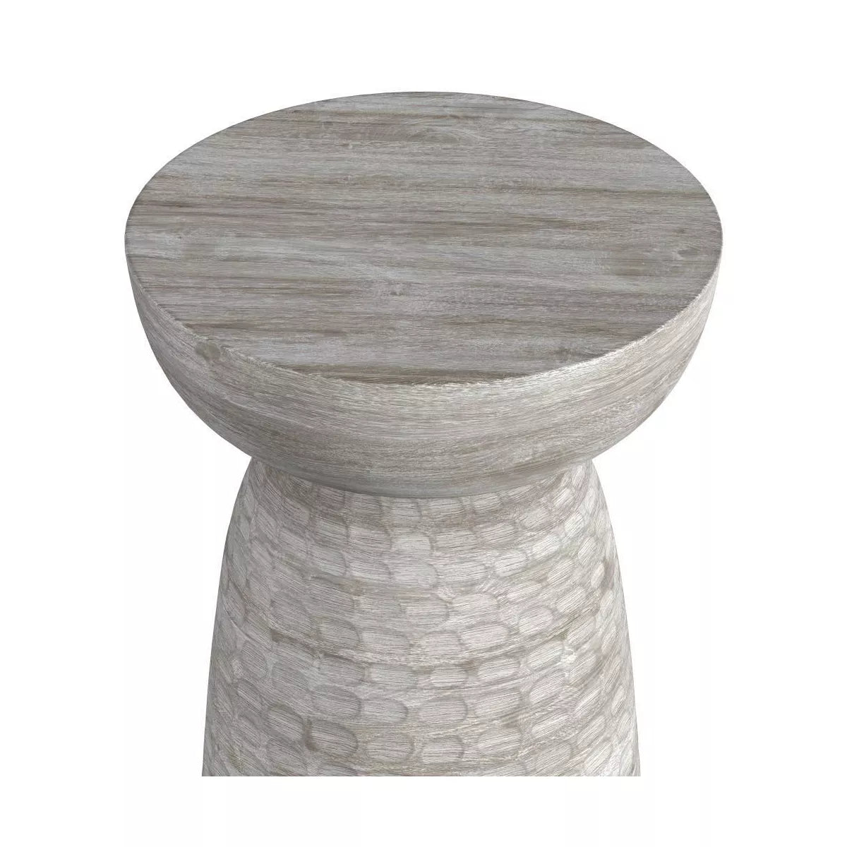 Willis Wooden Accent Table White Wash - round Mango Wood, Scratch-Resistant, 17.7" Height