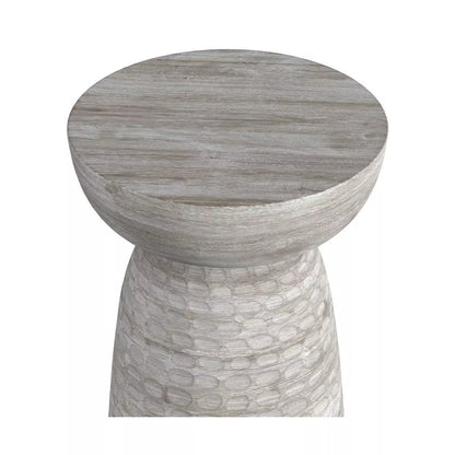 Willis Wooden Accent Table White Wash - round Mango Wood, Scratch-Resistant, 17.7" Height