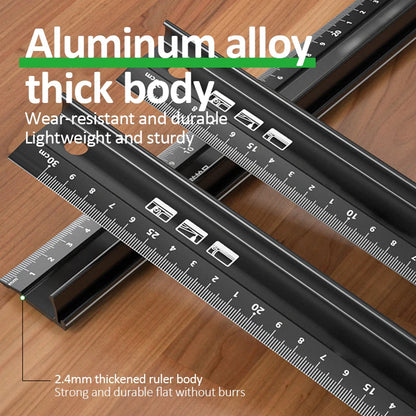 20/30/45Cm Multifunctional High Precision Aluminum Alloy Straight Ruler anti Cutting Hands Marking Ruler for Drawing Measuring