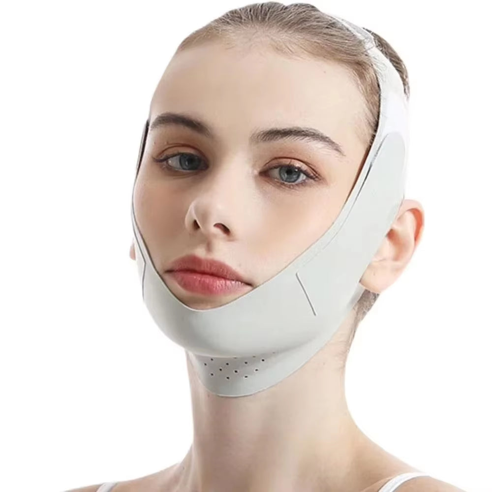 Adjustable V-Shape Facial Lift Band - Breathable and Reusable Double Chin Reducer for Daily Skin Care for Men and Women