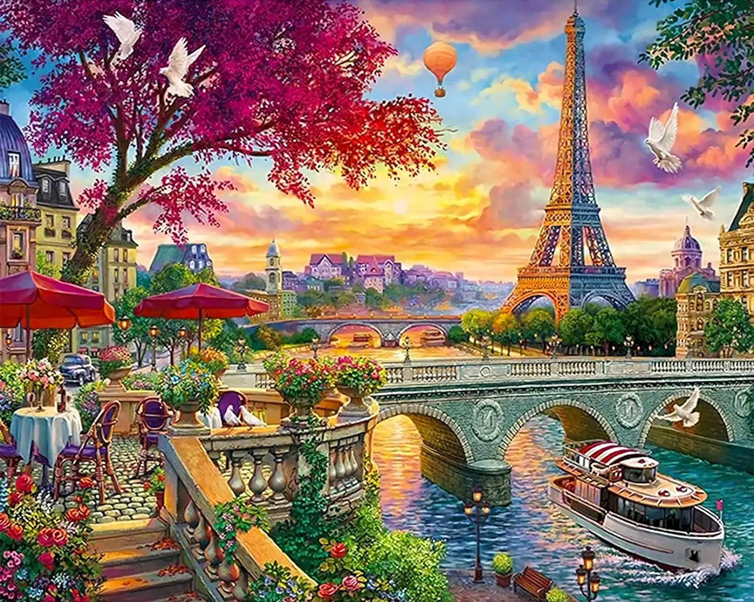 5D Paris Landscape Diamond Painting Kits for Adults Eiffel Tower Scenery Diamond Art DIY Full round Drill Painting with Diamonds