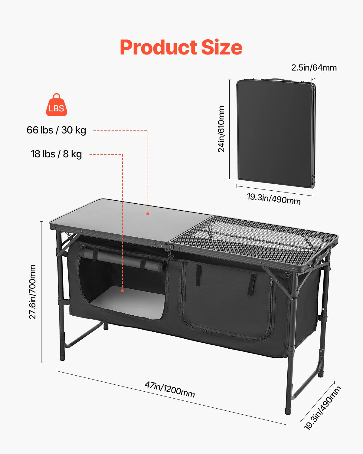 Succebuy Lightweight Aluminum Camping Kitchen Table - Portable Outdoor Cooking Station for BBQs, Picnics, and RV Travel