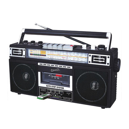 Supersonic 4 Band Bluetooth Radio & Cassette Player + Cassette to Mp3 Converter