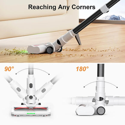  Cordless 20Kpa Handheld Vacuum Cleaner Powerful Brushless Suction with Green LED Floor Brush Light