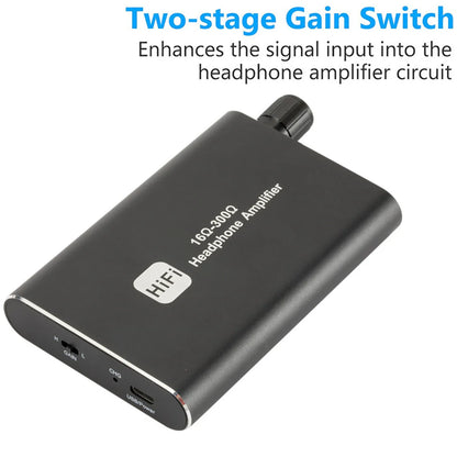 16-300Ω HIFI Headphone Amplifier Portable Earphone AMP 3.5Mm W/ Audio USB Cable