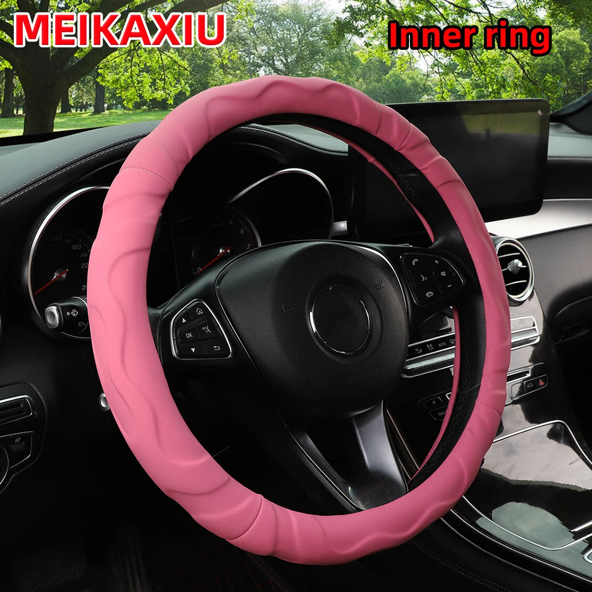 Artificial Lambskin Three-Dimensional Sports Car Steering Wheel Cover for 14.5-15 Inch (37-38 CM) Wheels